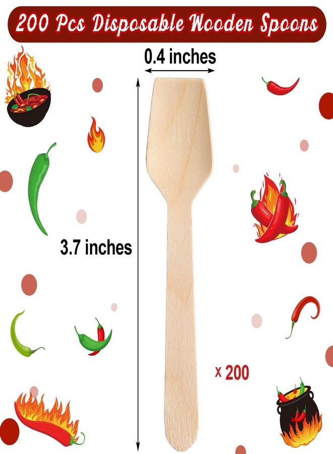 RimCereal 400 Pcs Chili Cook off Party Decorations Include 200 Disposable Sample Tasting Paper Cups and 200 Wooden Spoons for Chili Cook off Party Supplies(5 oz) - Image 3